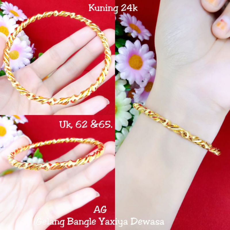 gelang keroncong lapis emas 24k