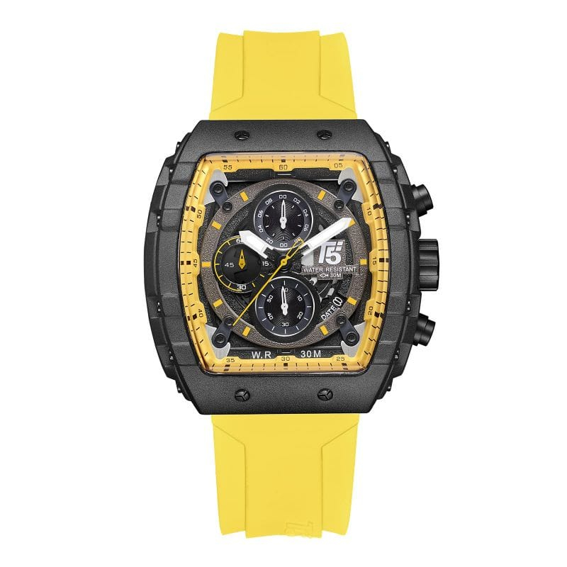 JAM TANGAN PRIA SEGI STRAP RUBBER T5 H 3856 G CHRONO AKTIF