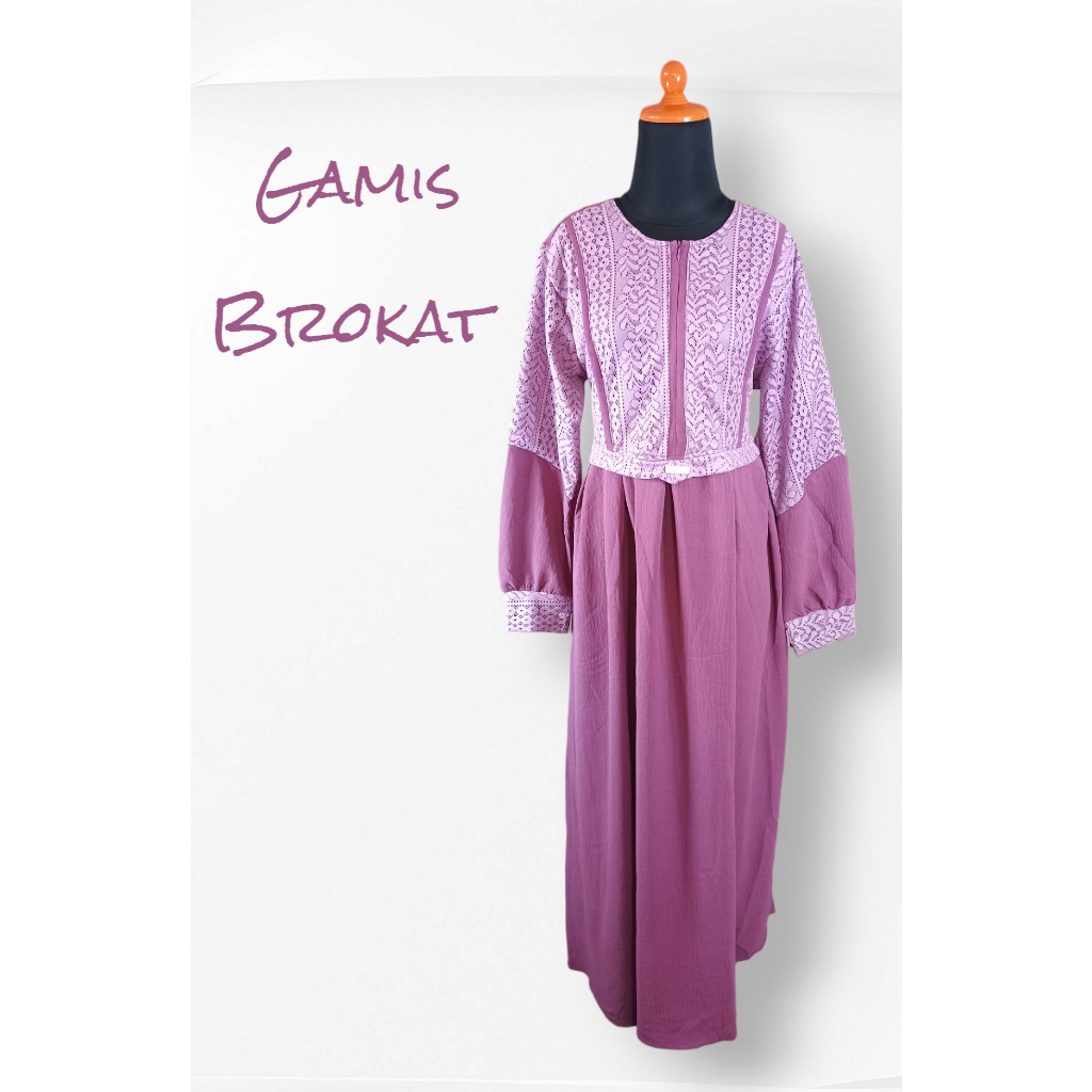 Gamis Brokat Simple CantikLD 100 PB 135 BUSUI Friendly
