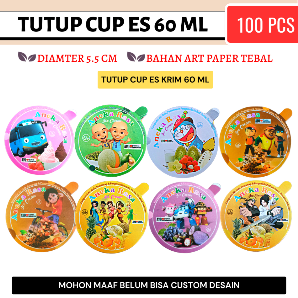 TUTUP CUP ES CREAM KERTAS UNTUK TUTUP ES KRIM / TUTUP CUP ES KRIM MURAH