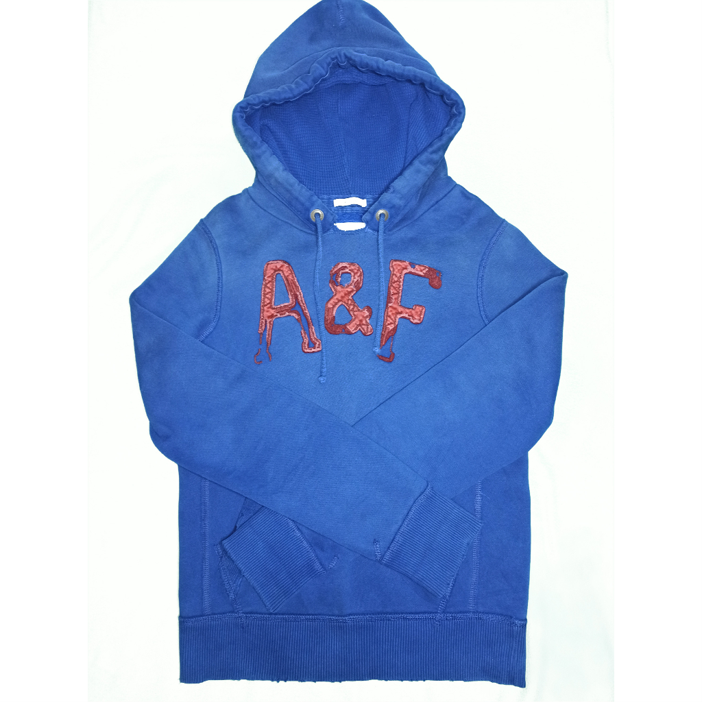 HOODIE ABERCHROMBIE &amp; FITCH BLUE NON ZIPPER RIPPED STYLE SMALL FIT TO MEDIUM