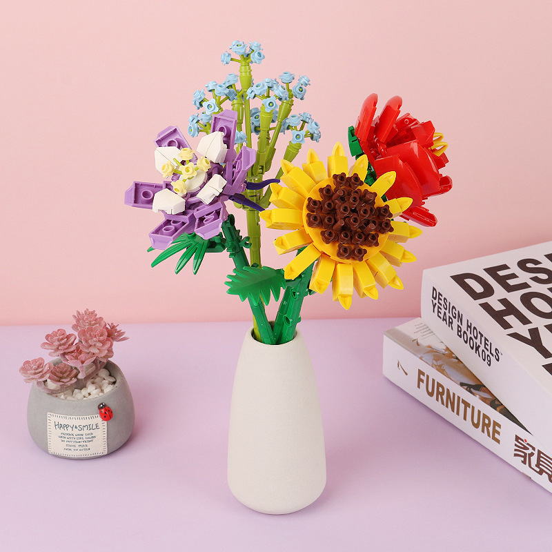 Flower Brick Block/flower Mainan Block/Flower Bunga Block/ DIY Bangunan Buket Bunga Immortal Untuk Dekorasi Building Block Flowers Hadian