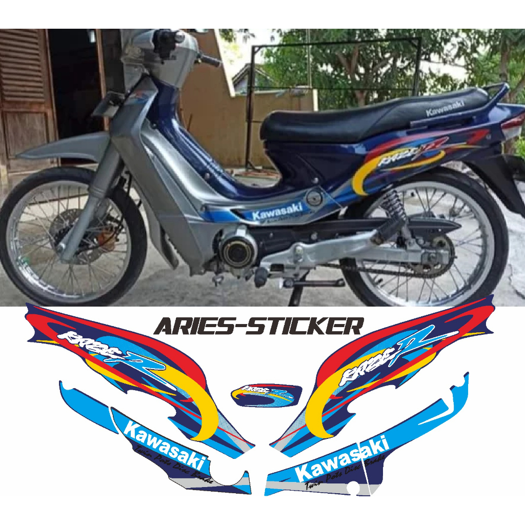STRIPING STANDAR KAWASAKI KAZE R 2000 2001 BIRU SILVER