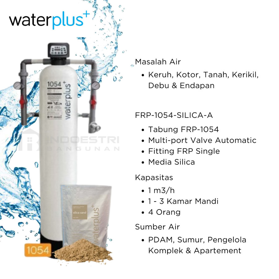 Filter Air Waterplus FRP 1054 + Media Silica + Fitting Set