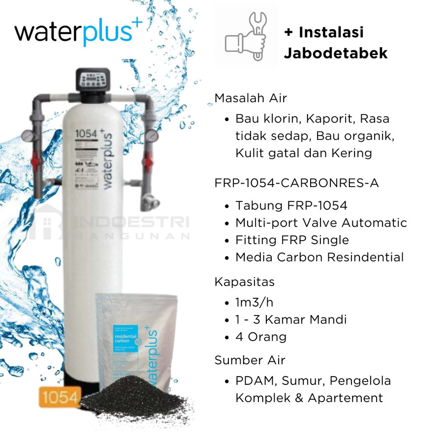 Filter Air Waterplus FRP 1054 + Media Carbon Residential + Fitting Set