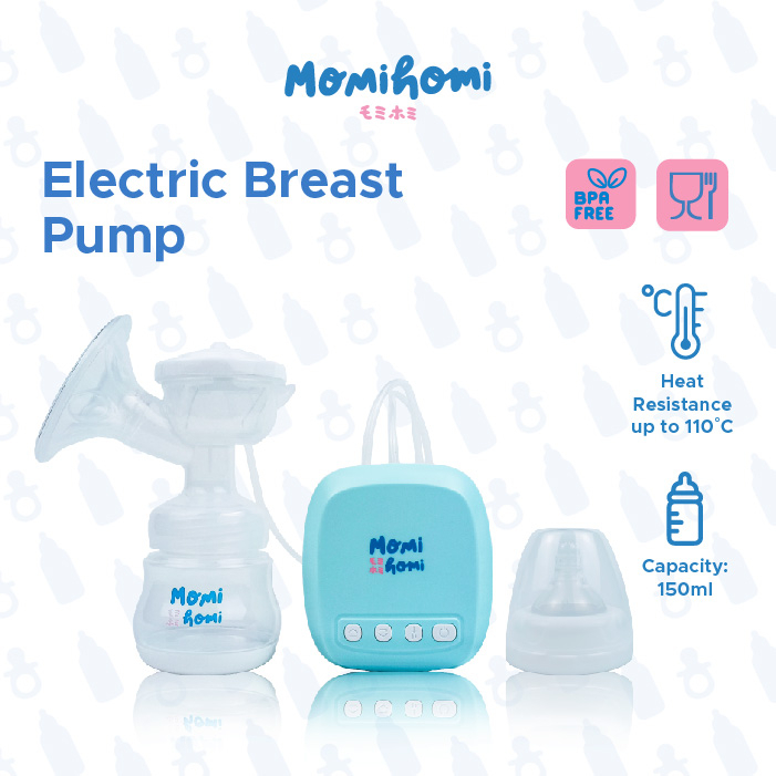 MOMI HOMI Kyoto Pompa ASI Elektrik 04 Electric Breast Pump USB BPA FREE Anti Colic Automatic Electrical Milk Breast Pump + Botol Dot 150ML