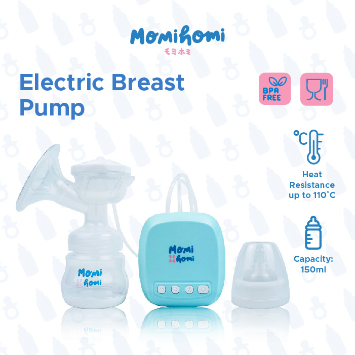 MOMI HOMI Kyoto Pompa ASI Elektrik 04 Hisap Kuat Electric Breast Pump USB BPA FREE Anti Colic Automatic Electrical Milk Breast Pump + Botol Dot 150ML pumping asi elektrik Newborn