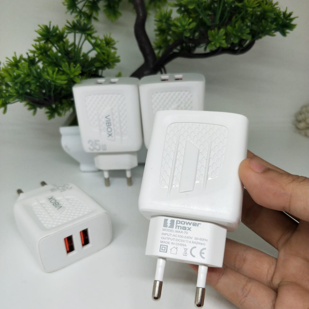 Adapter Charger Vibox 35W Kepala Charger Casan fast charging 2usb