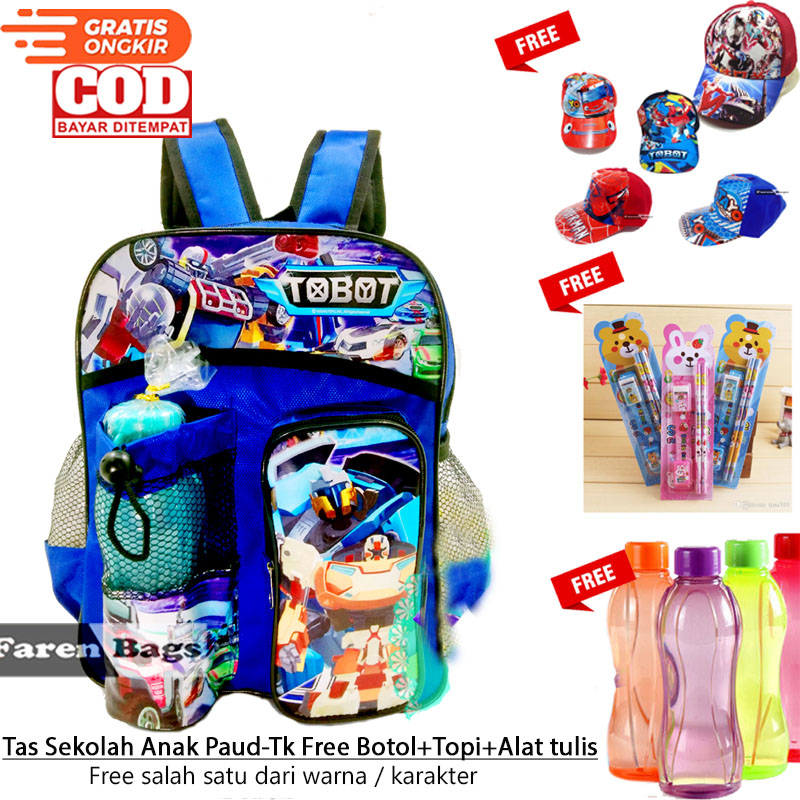 Tas 3D Anak SD Berbonus - Ransel 3D Anak SD Super Car - Tas Sekolah Anak SD Karakter Super Car - Tas Anak Laki-Laki SD banyak piluhan Gratis  - Tas Sekolah Anak Karakter Lucu