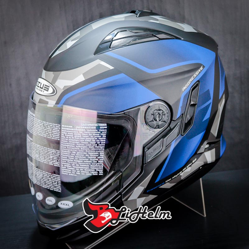 HELM ZEUS ZS613C AJ14 MODULAR MATT BLACK BLUE | ZS 613C MUZZLE MODULAR HELMET