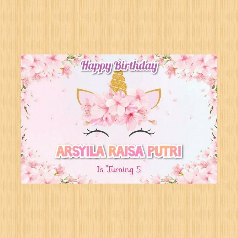 Spanduk unicorn banner Unicorn spanduk banner ultah anak background unicorn custom backdrop ulang ta