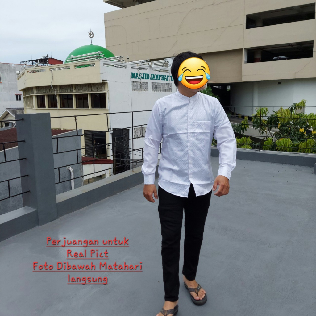 Baju Koko Pria Semi Slimfit Kemeja Muslim Gamis Lebaran Ungu Purple Katun Madinah Real Pict