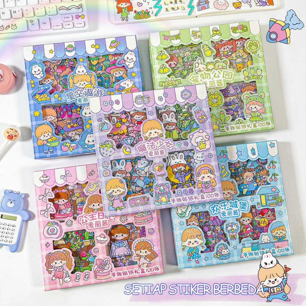 

[Ready]Mainan Anak Stiker MOMO Kartun 100 Lembar Kotak Stiker Catatan Lucu DIY Anti Air Mainan Anak Perempuan Hadiah