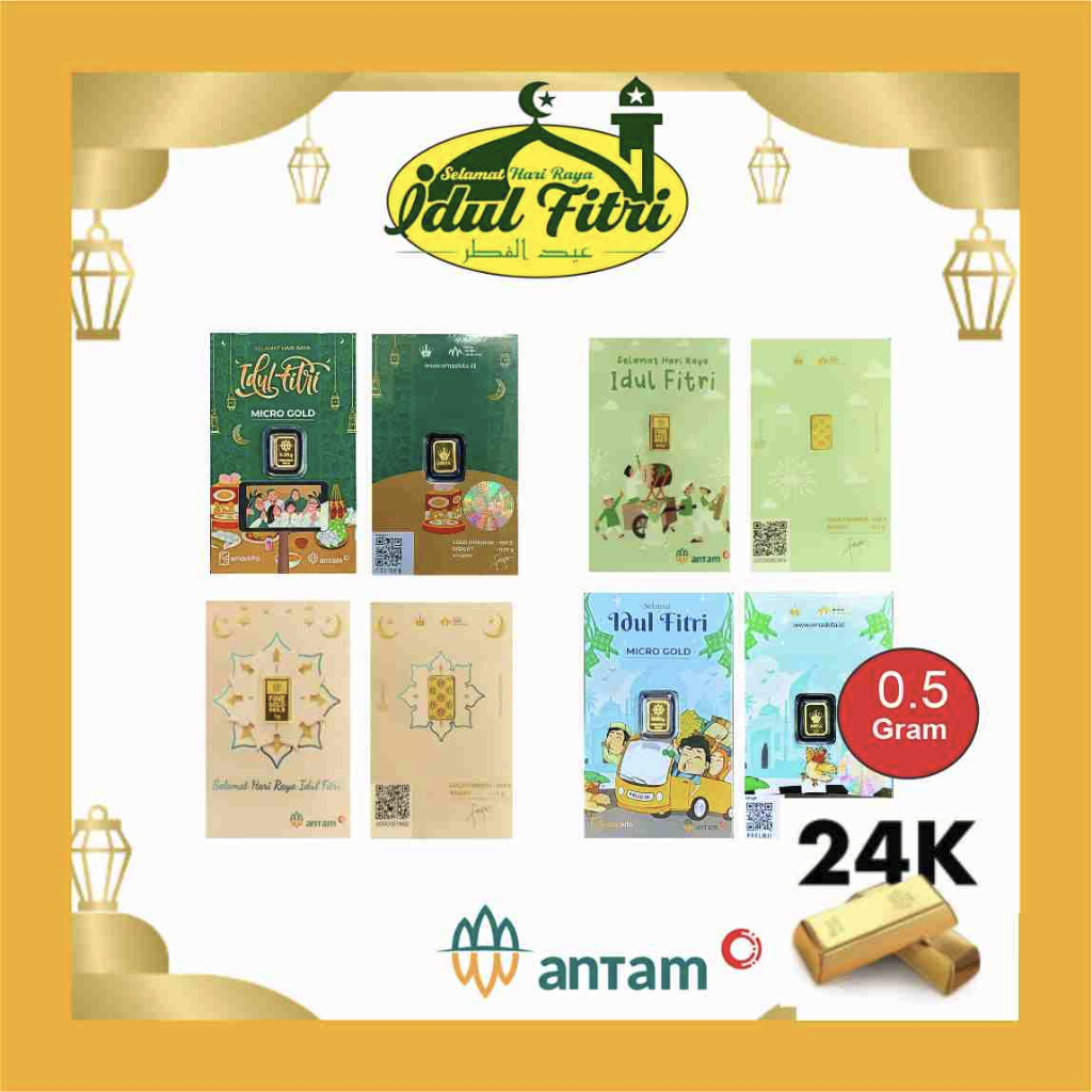 LM Emas Logam Mulia ANTAM EMAS KITA 0.5 Gram Edisi Idul Fitri Hijau Selamat Lebaran Gift Parcel  Had