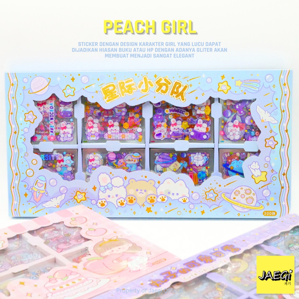 

JAEGi - Premium Waterproof Sticker Karakter Peach Girl Edition Isi 200 Lembar