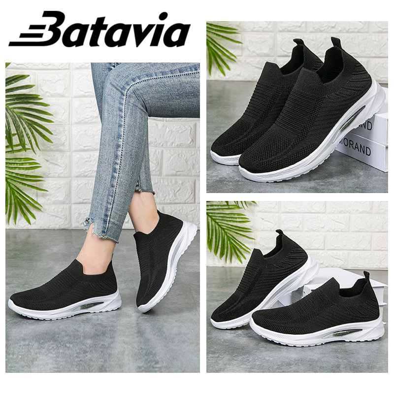 Batavia impor Sepatu wanita fashion Sepatu rajut wanita olahraga premium perempuan terbaru rajut adem antislip Sepatu rajut wanita sepatu lari anak perempuan Shoes Fashion Sport Original Pink Hitam Abu Grey kanvas sekolah korea Onlinemall N13