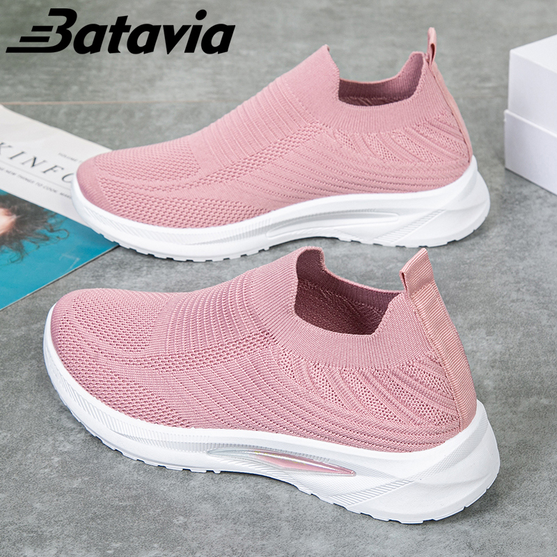 Batavia impor Sepatu wanita fashion Sepatu rajut wanita olahraga premium perempuan terbaru rajut adem antislip Sepatu rajut wanita sepatu lari anak perempuan Shoes Fashion Sport Original Pink Hitam Abu Grey kanvas sekolah korea Onlinemall N13