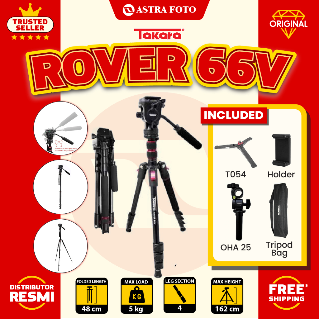Takara Rover 66v + OHA 25 + T054 Tripod Kamera DSLR Mirrorless