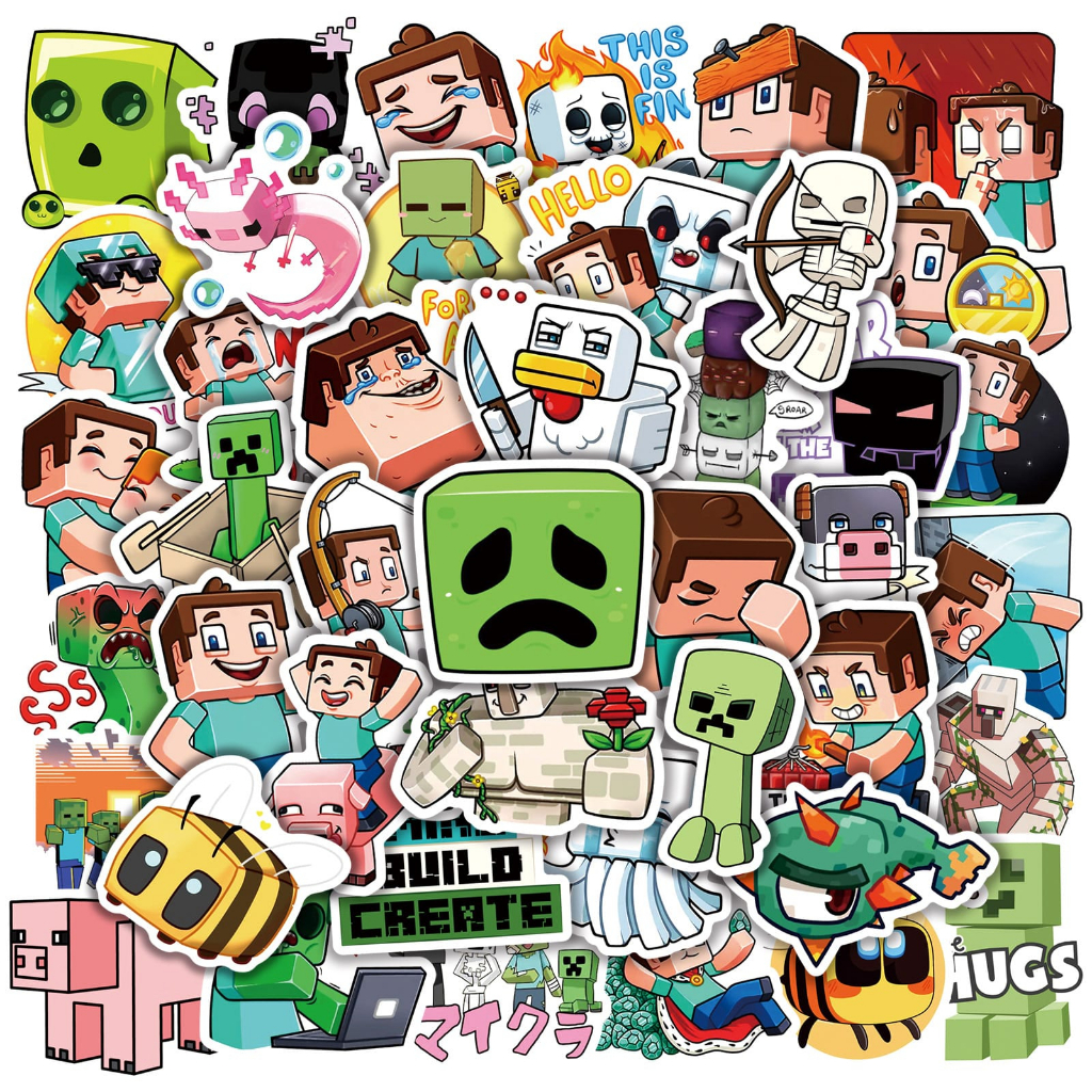 

STICKER VINIL ISI 50 PCS MINECRAF GAME ANTI AIR AESTHETIC BOTTLE