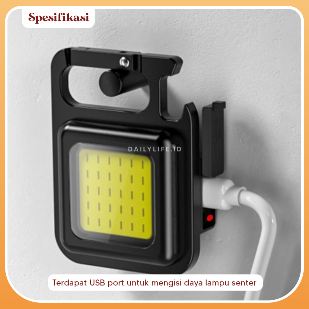 Lampu Senter LED Gantungan Kunci Multifungsi / LED Emergency / Lampu Cas USB - Dailylifeid