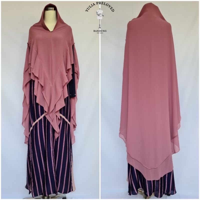 Set Khimar Gamis Ritz Syar'i Biru Pink