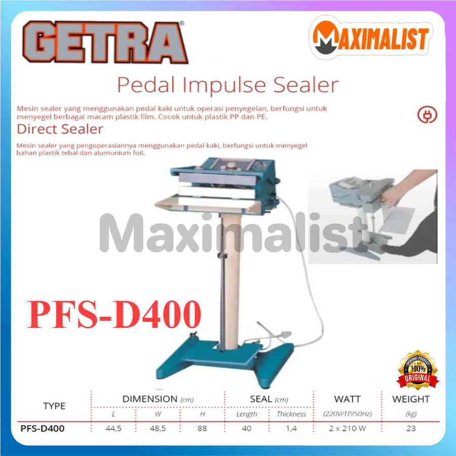 GETRA PFS-D300 Pedal Sealer untuk Plastik Tebal dan Aluminium Foil / GETRA PFS-D400 Pedal Sealer unt