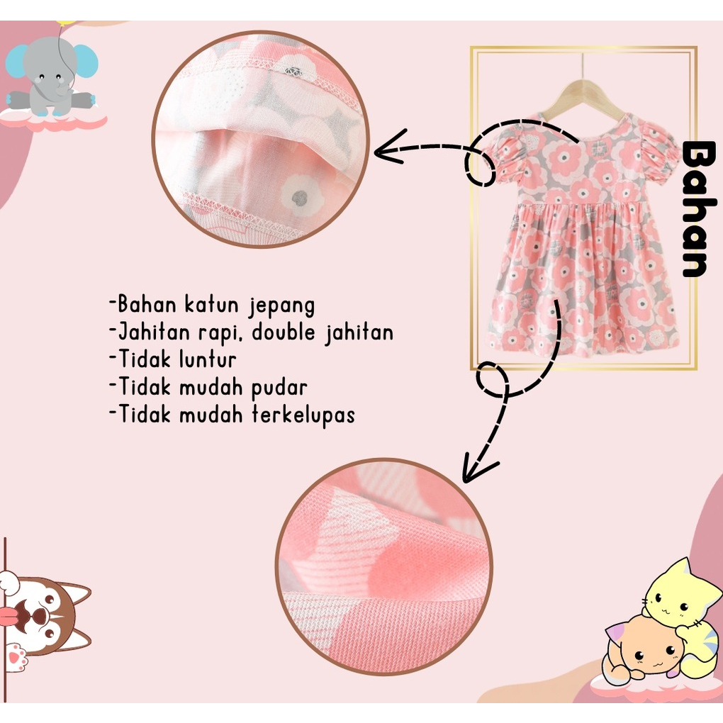 SUHU BABY Dress Anak Perempuan Import / Dress Bayi Katun / Terusan Anak Cewek / Gaun Pesta Cantik / Daster Anak Premium / Baju Anak Perempuan