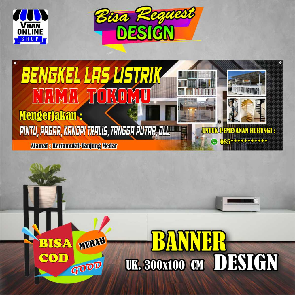 Spanduk Banner Bengkel Las Listrik, Jasa Las, Keren Murah