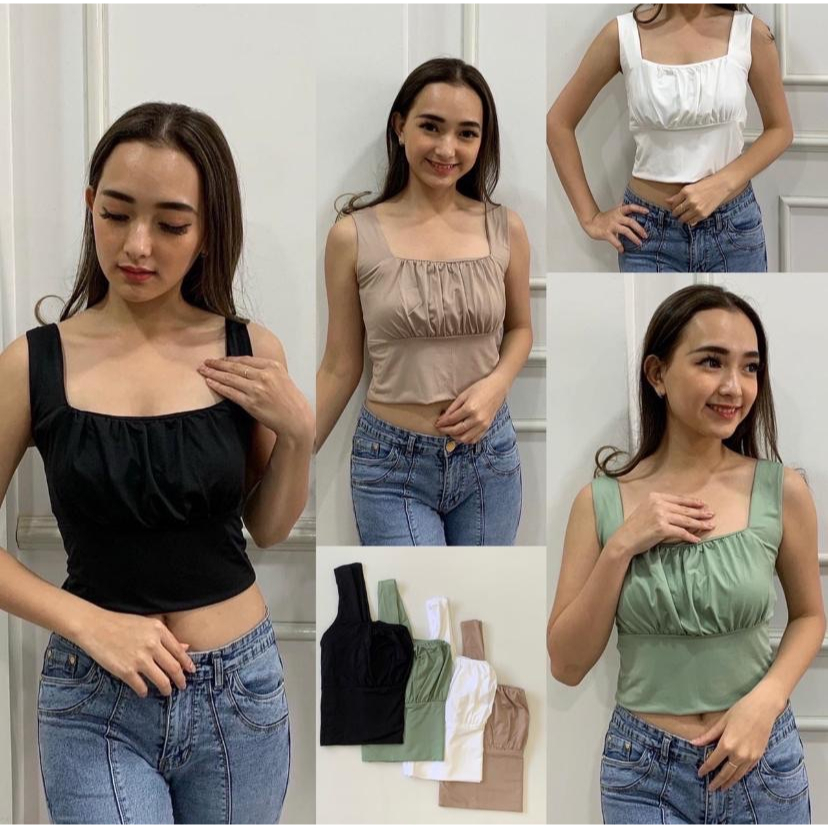 TTP-01 Tanktop Square Neck Model Gelombang/ Basic Tanktop