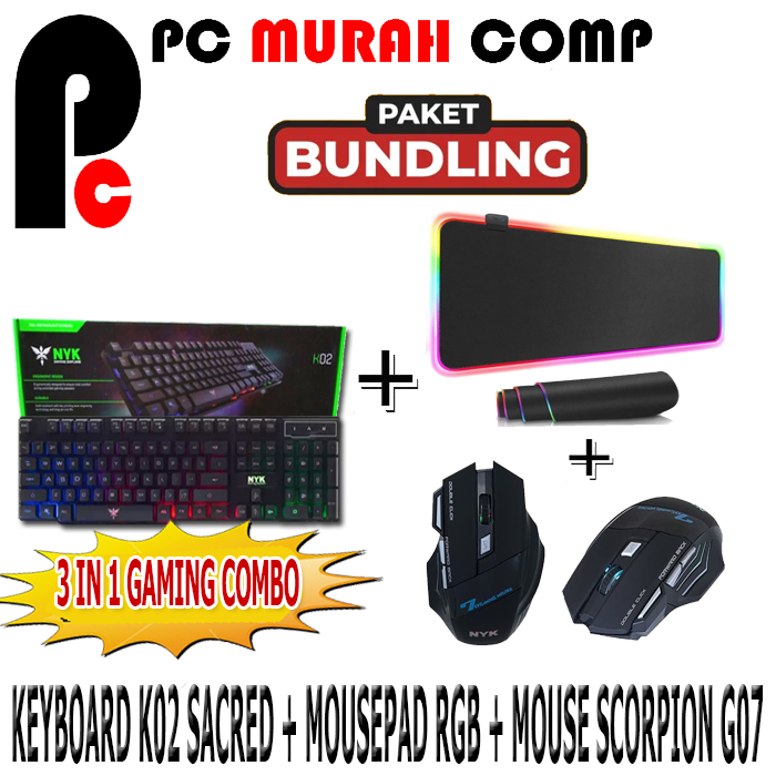 KEYBOARD K02 MOUSE SCORPION G07 MOUSEPAD RGB PAKET BUNDLING GAMING