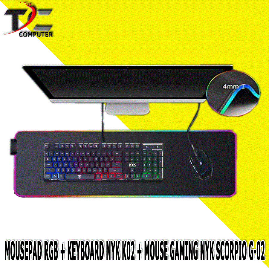 MOUSEPAD RGB GAMING + KEYBOARD NYK K02 + MOUSE NYK SCORPIO G 07