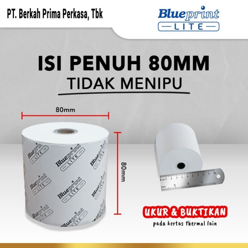 80x80 P 1 Pak isi 6 Roll Kertas Thermal / Kasir / Struk LITE-BLUEPRINT 80 x 80P 1 Pak isi 6 Roll 80x80