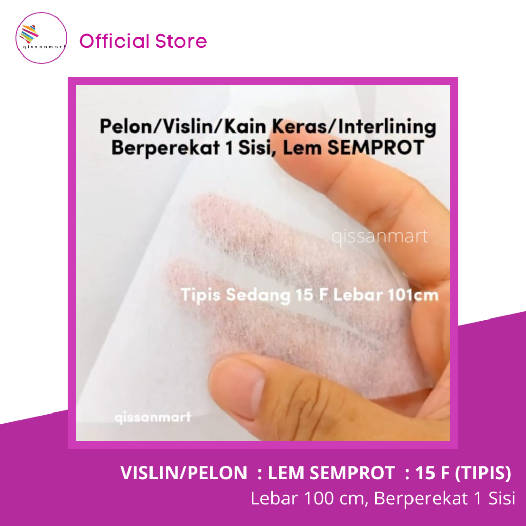 Vislin/Pelon SEMPROT : 15 F, TEBAL SEDANG, Lebar 100 Cm
