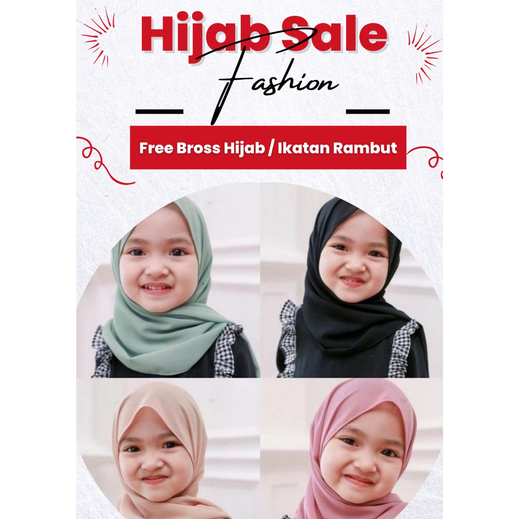 Jilbab Pashmina Instan Anak Perempuan / Cewek, Pashmina Tali Anak Perempuan / Cewek, Pashmina Panjan