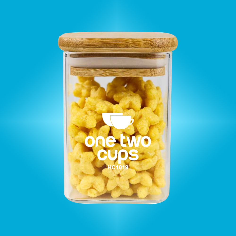 One Two Cups Toples Kaca Penyimpanan Makanan Glass Storage Jar 6 x6 x8 cm - HC1019 - Transparent