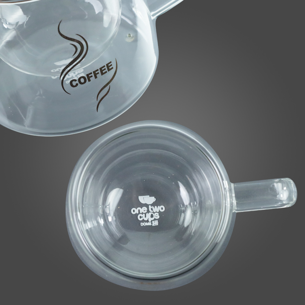 One Two Cups Cangkir Kopi Anti Panas Double Wall Glass 180ml - DOME240 - Transparent