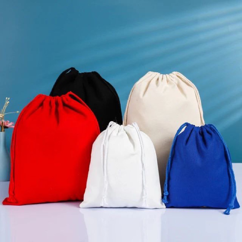 Pouch serut drawstring pouch tas serut double suede bludru halus ukuran besar bisa untuk souvenir hampers parcel lebaran