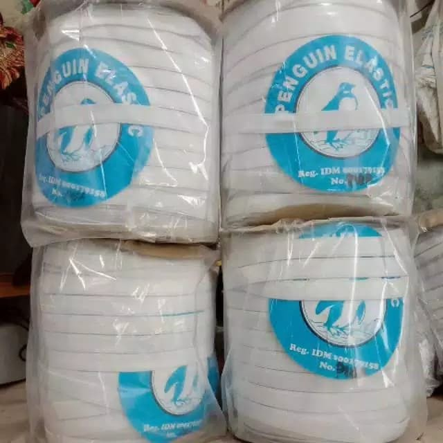 karet elastis 1cm penguin putih per roll - KARET PENGUIN P10A