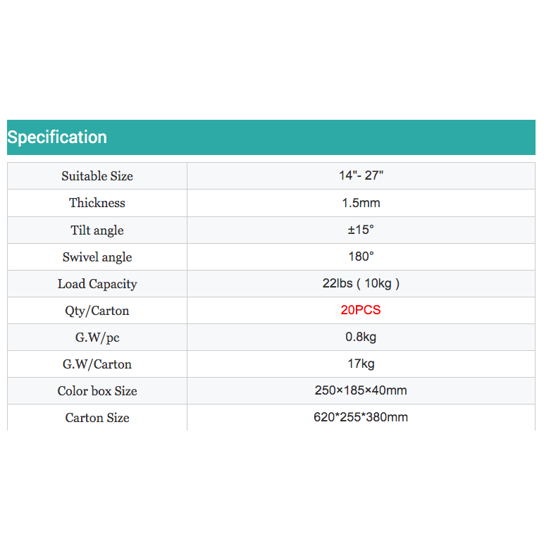 Bracket tv Swivel  TV LED 14 17 19 20 22 24 27 14&quot;-27&quot;