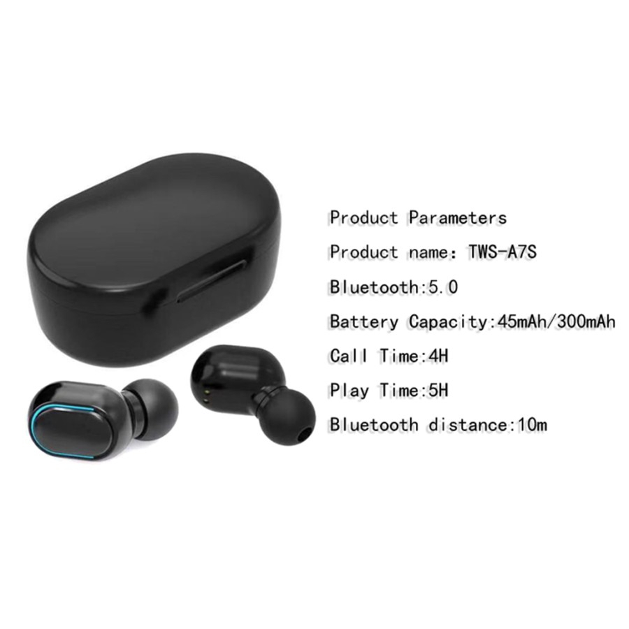 Headset Bluetooth TWS A7S Wireless v5.0