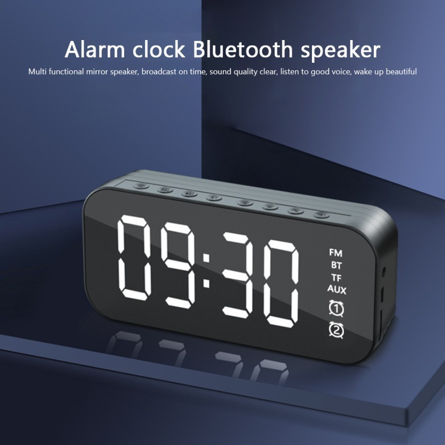 Speaker Bluetooth A18 LED Clock Alarm Mirror Wireless 3D