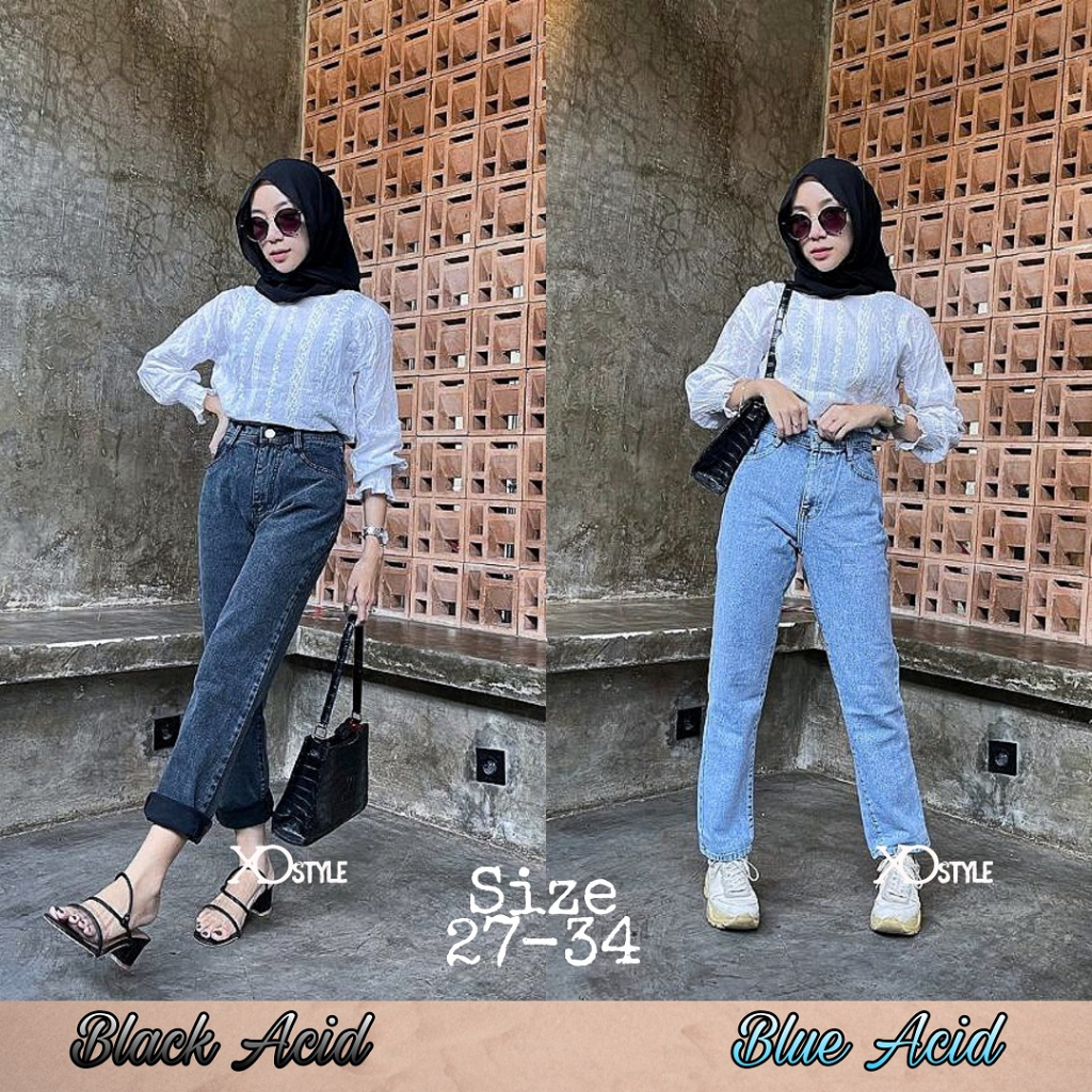 Celana Boyfriend Jeans Snow / Celana Boyfriend Jeans cewek / Celana Panjang Jeans Wanita Kekinian
