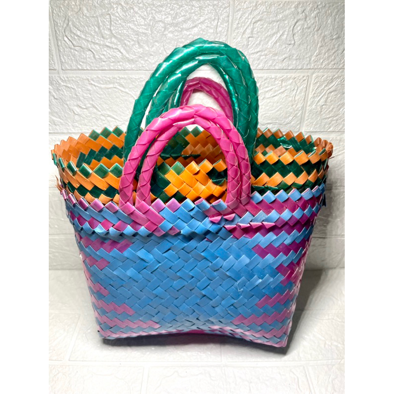 Keranjang Belanja Keranjang Anyaman Plastik Tas Anyaman Belanja - Kecil