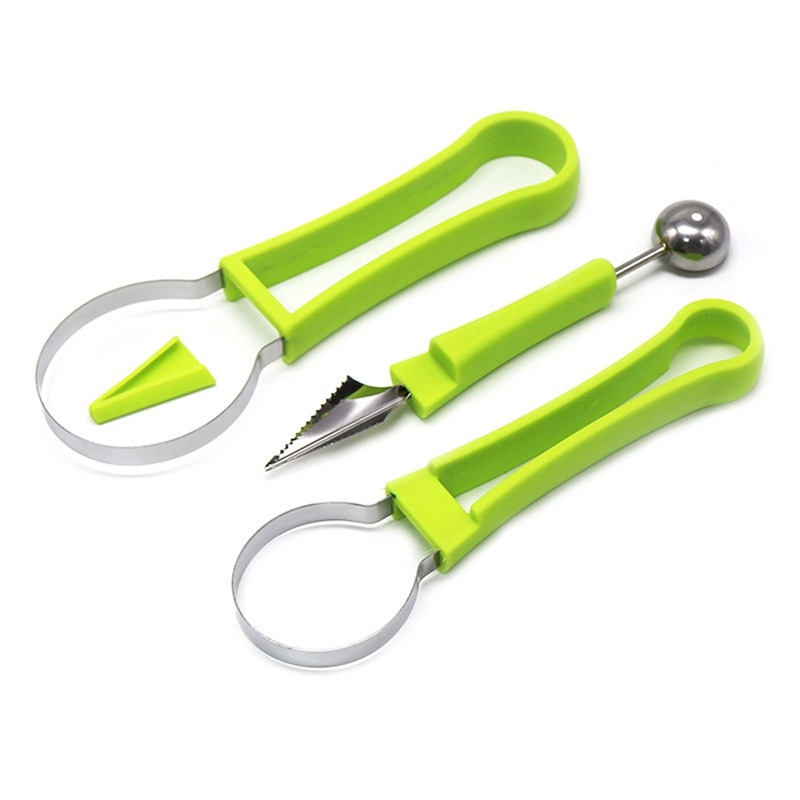 Pemotong Buah Portable Cutting Tool 3 in 1 Fruit Ball Digger - WG-T152 - Green