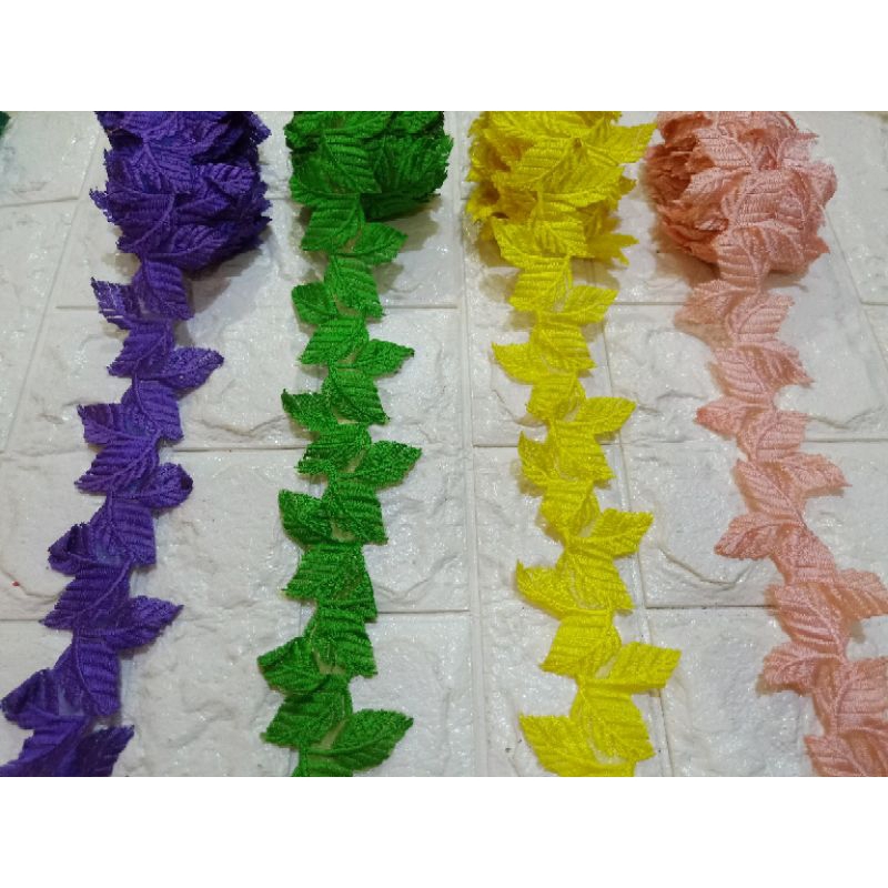 Renda Bordir roll motif daun New