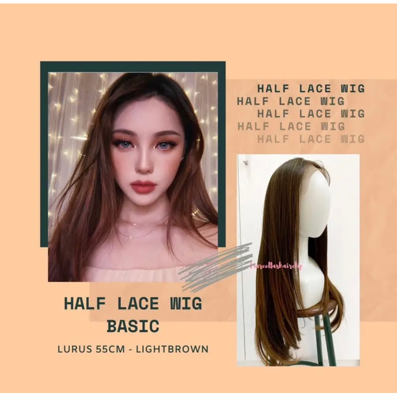 HALF LACE WIG AKEMI BISA ATUR BELAHAN PANJANG 60cm PRELOVED MARCELLAS HAIRCLIP AKEMI MURAH