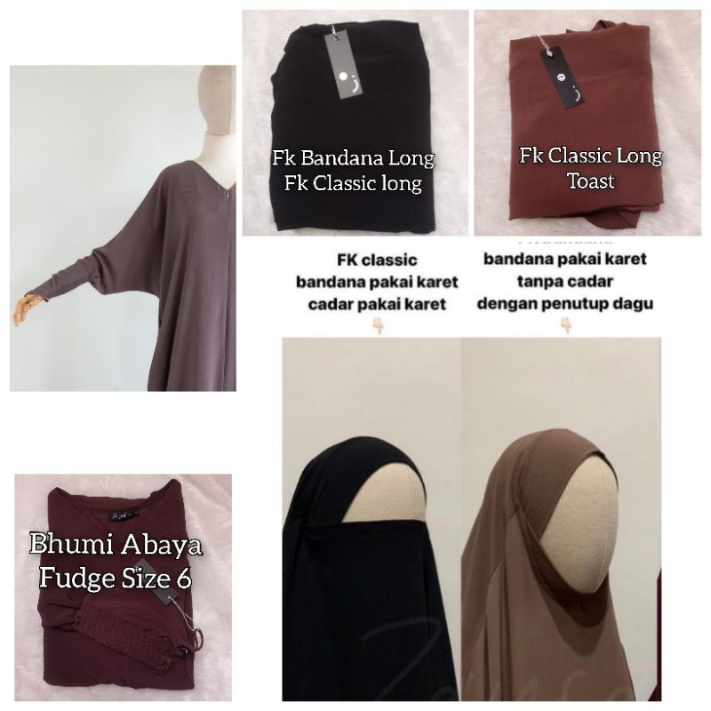 (BACA CAPTION) ZAYSAKU • FK CLASSIC LONG BLACK TOAST • FK BANDANA LONG BLACK • BHUMI ABAYA SIZE 6 FU