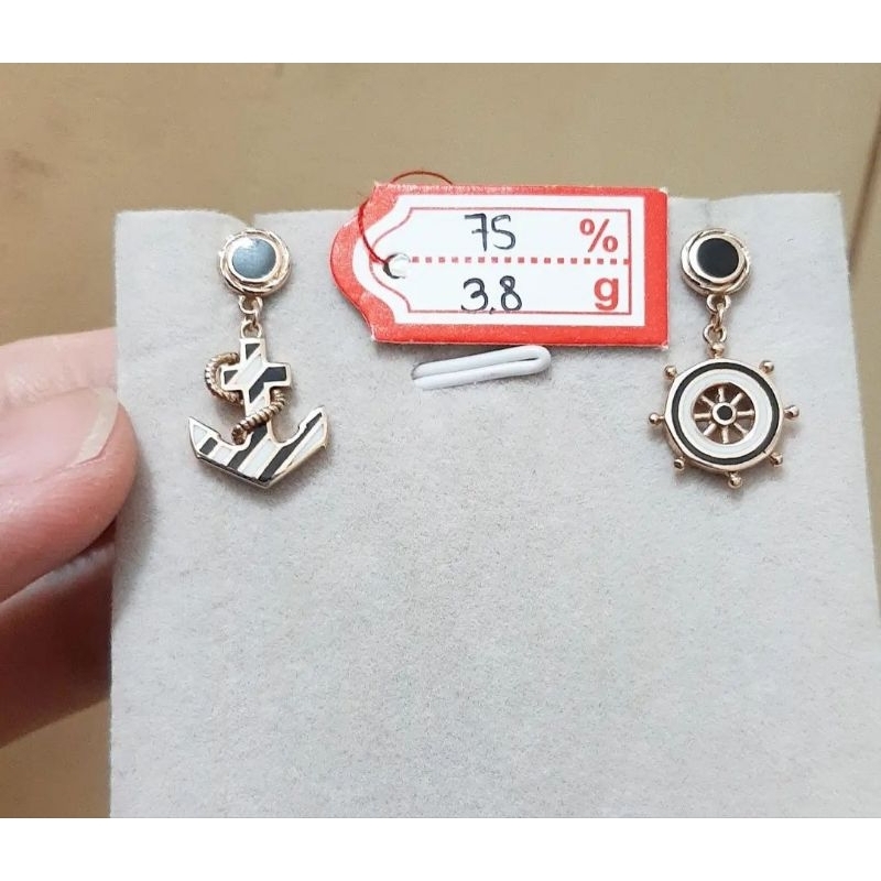Anting emas 75 jangkar garis