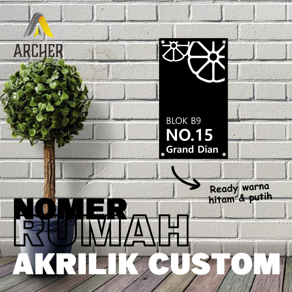 PAPAN NOMOR RUMAH AKRILIK 18 X 10 CM