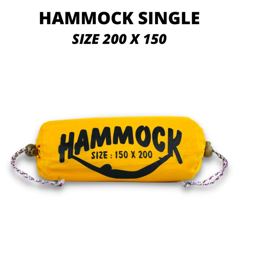 hammock singel ayunan gantung / beban max 150 kg include tali 2 pcs / hamok pohon / hemok / hamock ayunan /hemok / hemock / ayunan gantung-Kuning